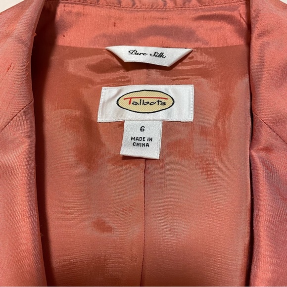 Talbots Women’s Long Sleeve Silk Jacket One Button Front Melon Color 6 Lovely - Picture 7 of 7